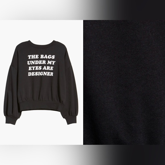 Bags Under My Eyes Are Designer Black White Top Sweater Ten Sixty Sherman Medium - Picture 11 of 12